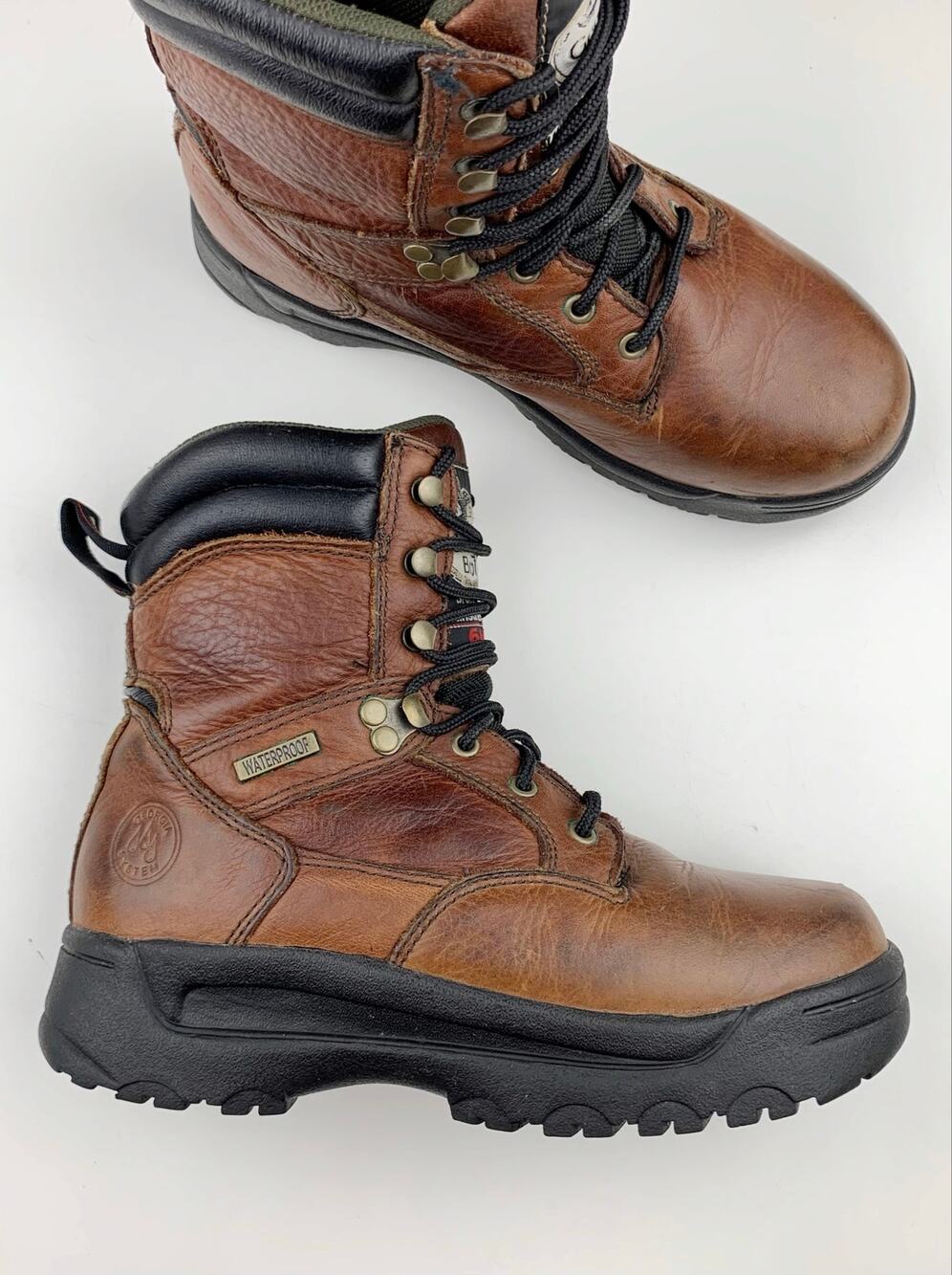 Georgia Boot Brown Leather Boots Insulated Waterproof Lace Up Women's 6 Outdoors